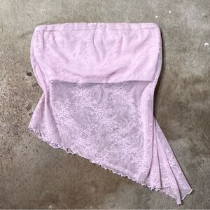 Y2K Style Lace Pink Strapless Fairycore Party Top